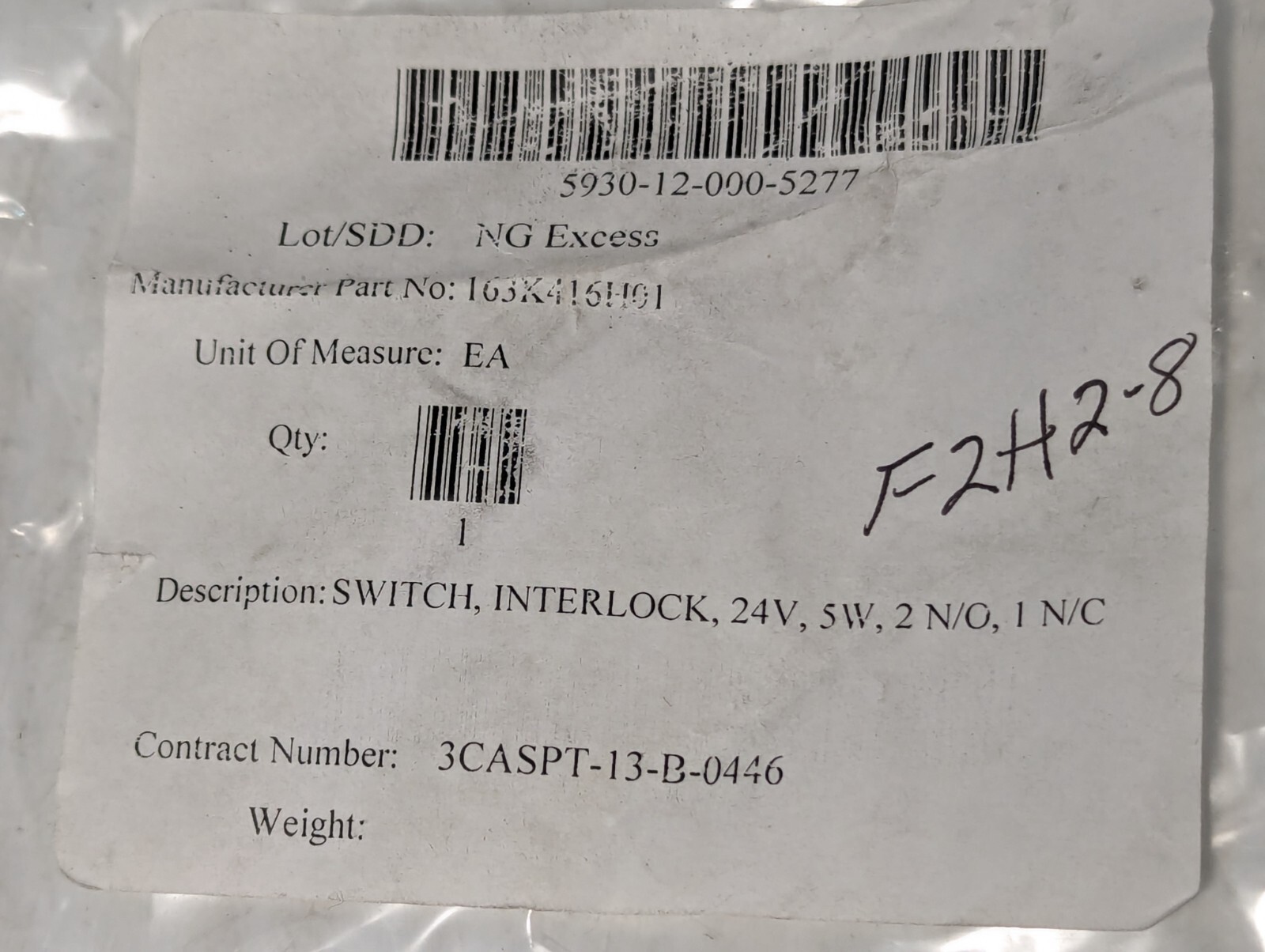 163X416H01 NG Excess Interlock Switch 24V 5W 2 N/O 1 N/C – Free Shipping