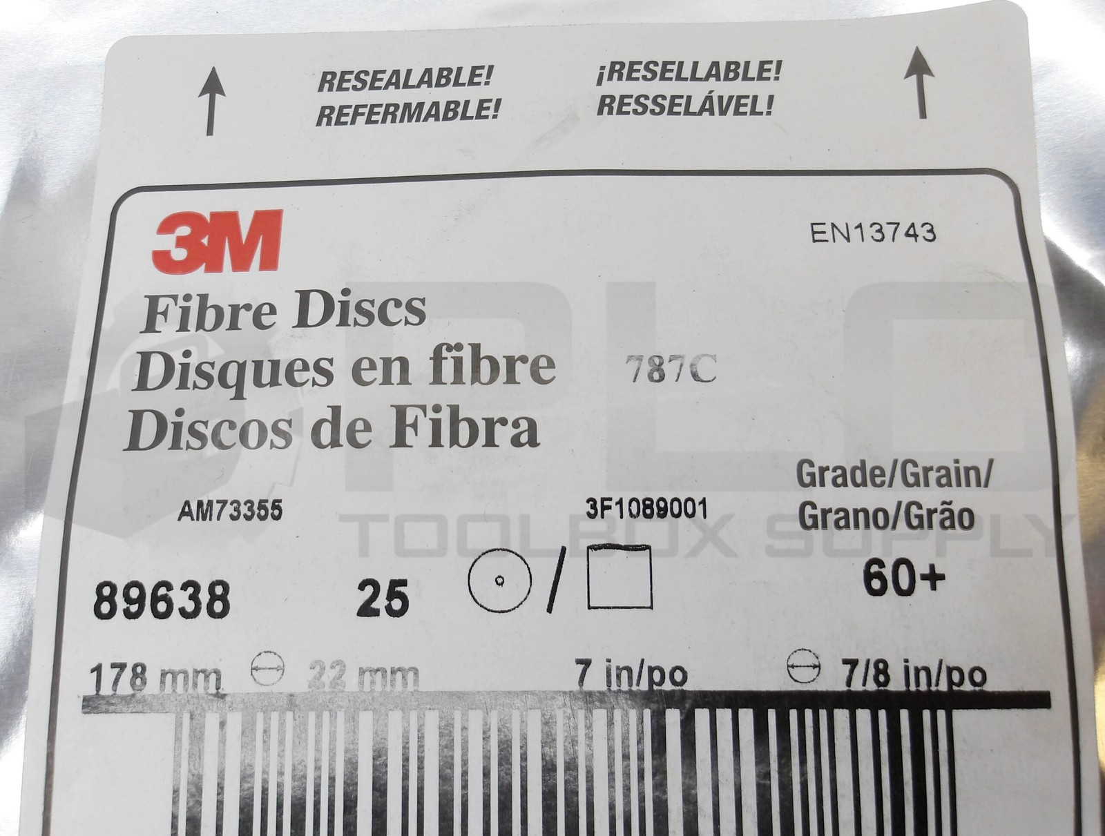 SEALED NEW PACK OF 25 3M 89638 FIBRE DISCS 60+ GRAIN 787C