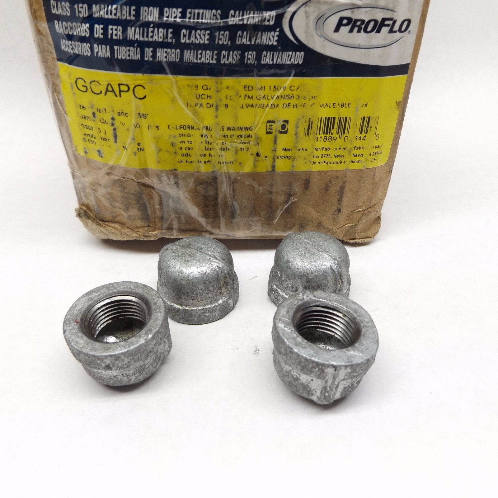 Lot of 60 Proflo Gcapc 3/8″ Galvanized Cap Mal Iron 150# Class
