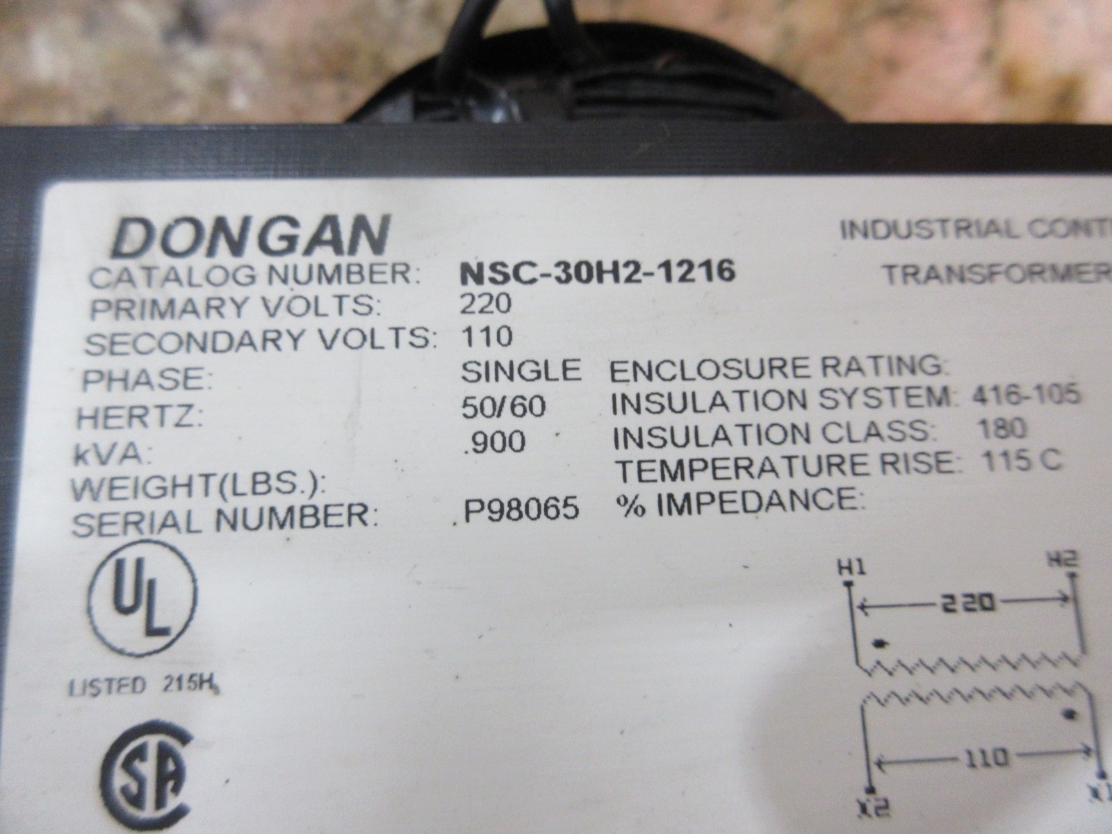OKUMA MX-45VAE DONGAN NSC-30H2-1216 TRANSFORMER CNC MILL
