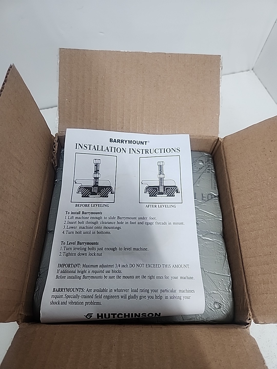 BARRY CONTROLS LM3-B LEVELING MOUNT – BARRYMOUNT, NO BOLT **NOS **
