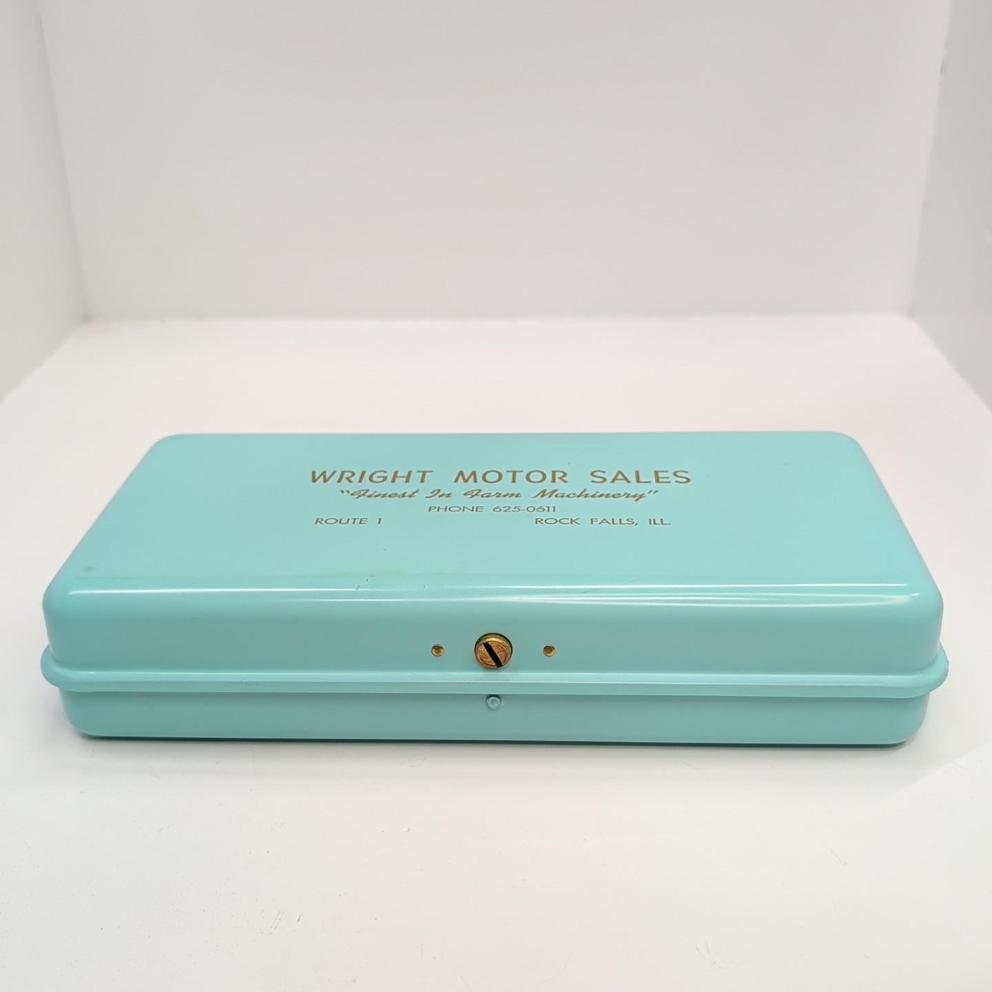 Vintage Metal Cash Lock Box Wright Motor Sales Rock Falls Illinois No Key Farm