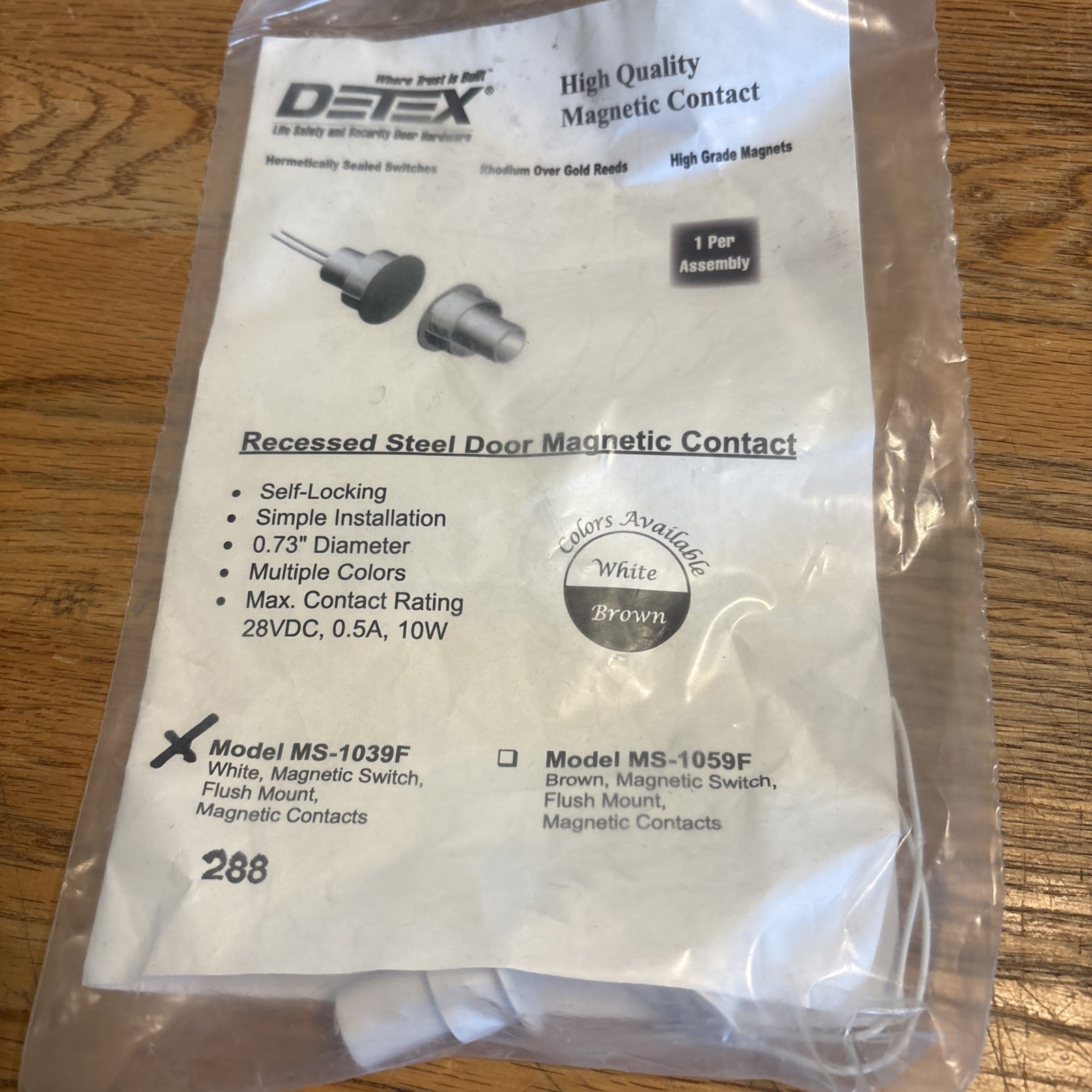 DETEX MS-1039F Recessed Steel Door Magnetic Contact – Flush Mount White