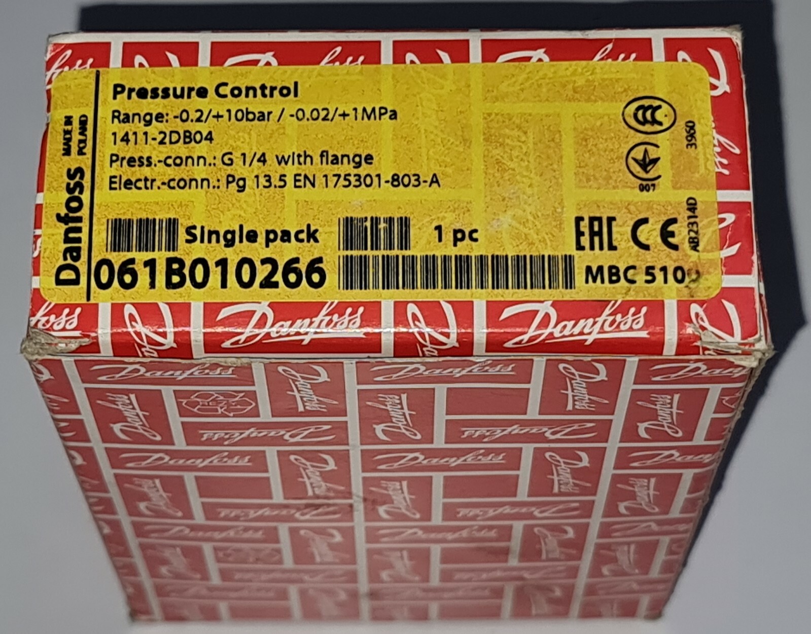 DANFOSS PRESSURE CONTROL MBC 5100 NO.:061B010266 RANGE: -0.2/+10 BAR 3960
