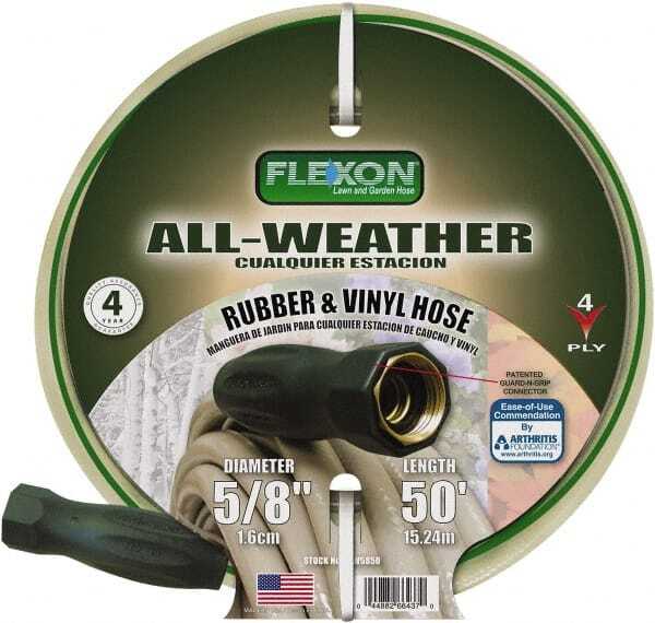 Made in USA All-Weather Medium-Duty Beige Garden Hose with Green Stripe: 50 Feet