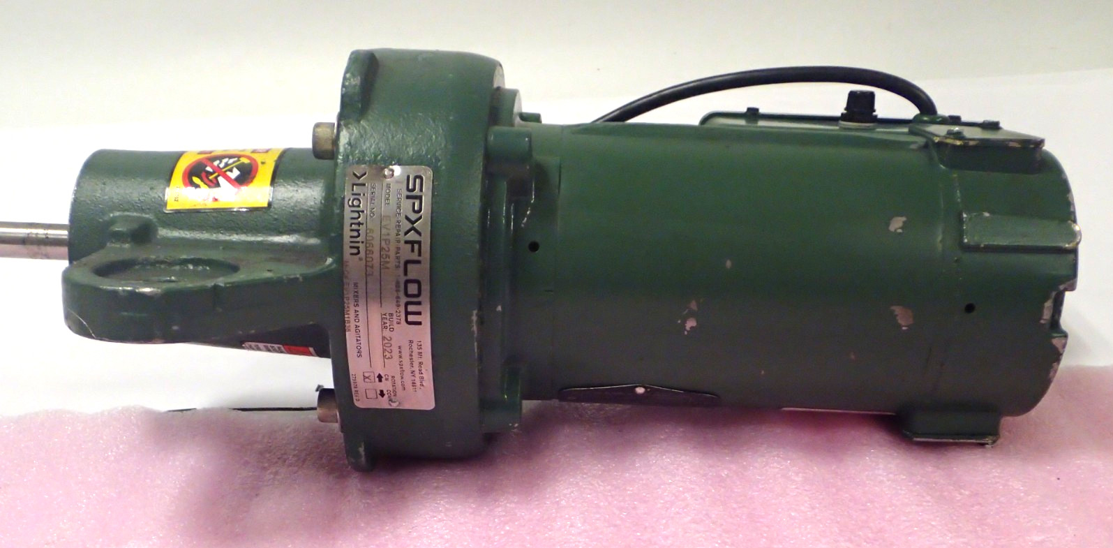 SPXFLOW EV1P25M LIGHTNIN MIXERS SS SPINDLE w/BALDOR IND MOTOR .25HP 1800 RPM