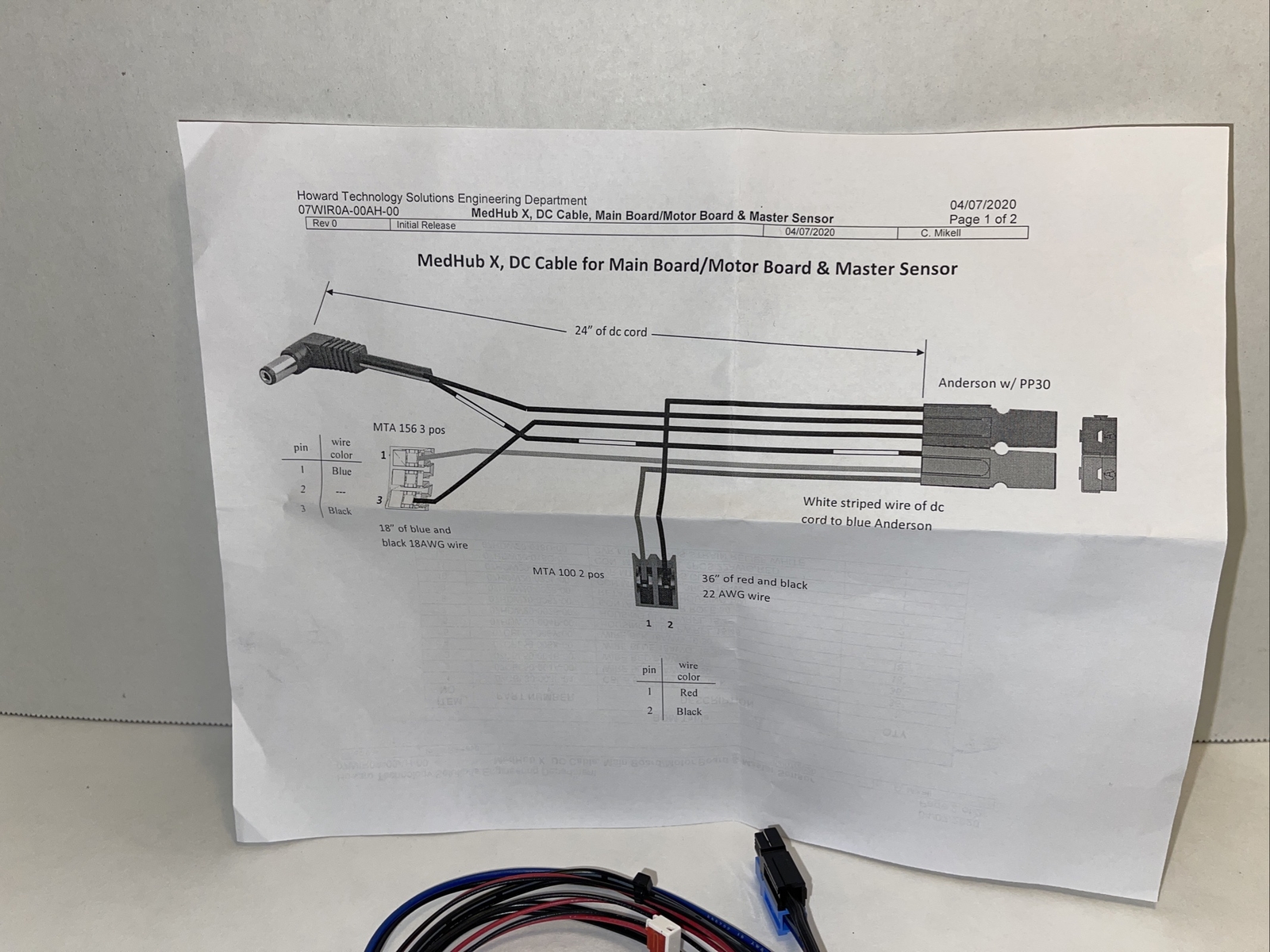 Howard Technology Solutions DC Cable 07WIROA00AH00 For Medhubx