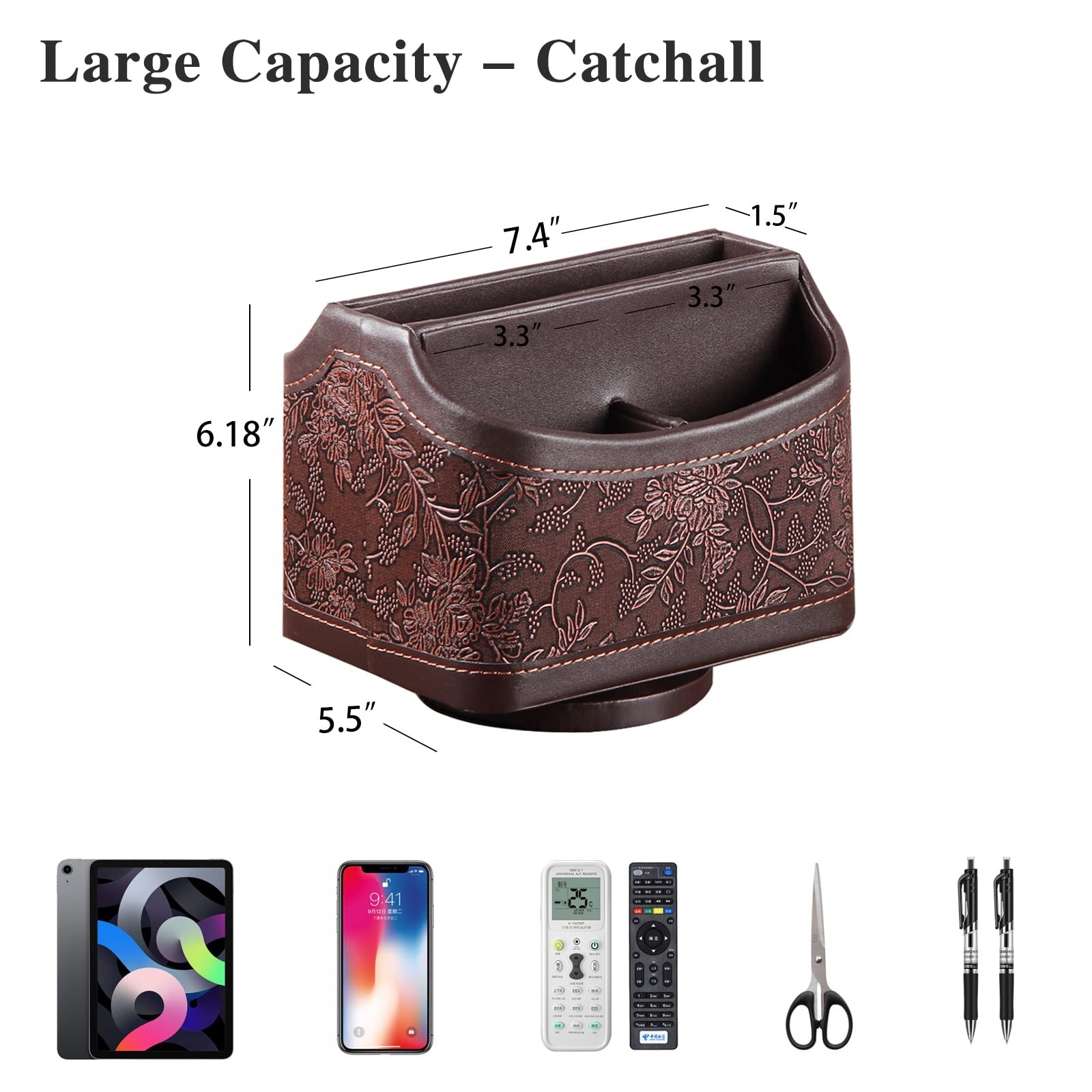 YAPISHI Antique Leather Remote Control Holder, 360 1# Embroidery