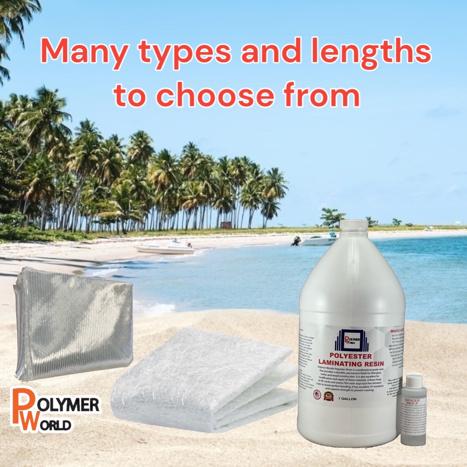 Fiberglass Repair Kit 1 Gal of Polyester Resin 1708x38x10 Yard Biaxial Cloth