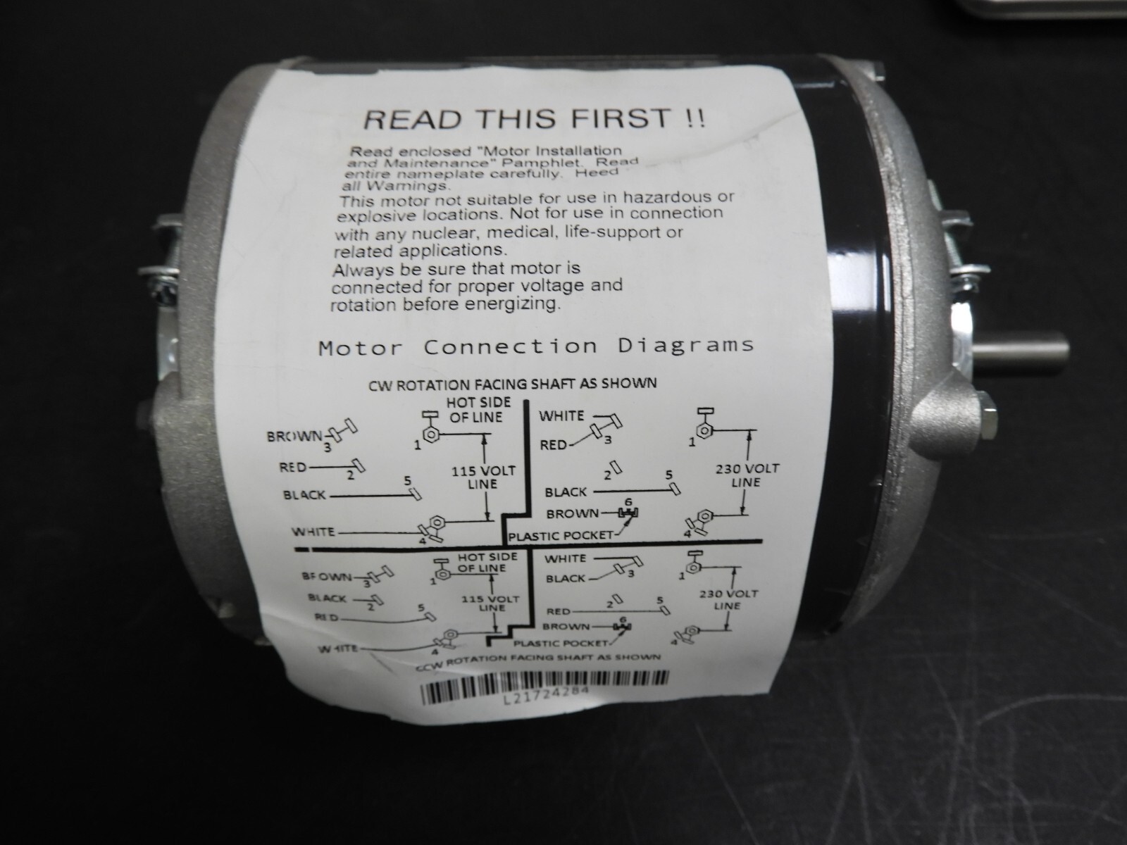 Dayton 3K613BG Split-Phase Belt Drive Blower Motor, 1/6 Hp, 115/208-230V AC