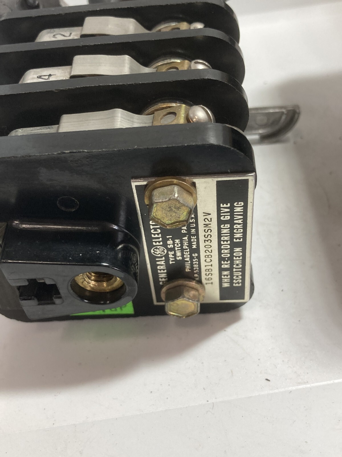 GENERAL ELECTRIC 16SB1CB203SSN2V ROTARY CAM SWITCH TYPE SB-1 2 POSITION NNB