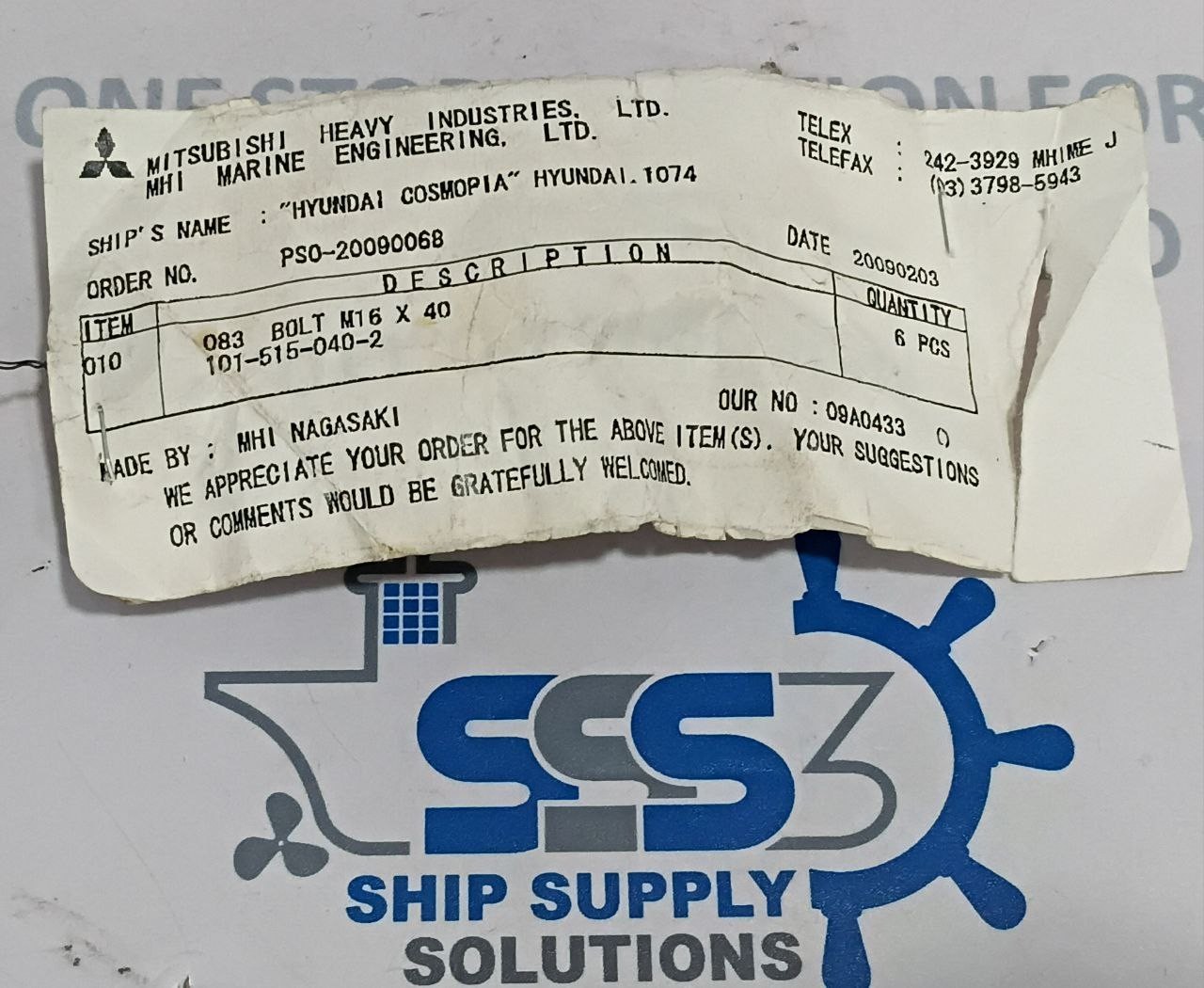 M16 x 40mm Stainless Steel Hex Bolts (6pc) | MHI Mitsubishi 101-515-040-2
