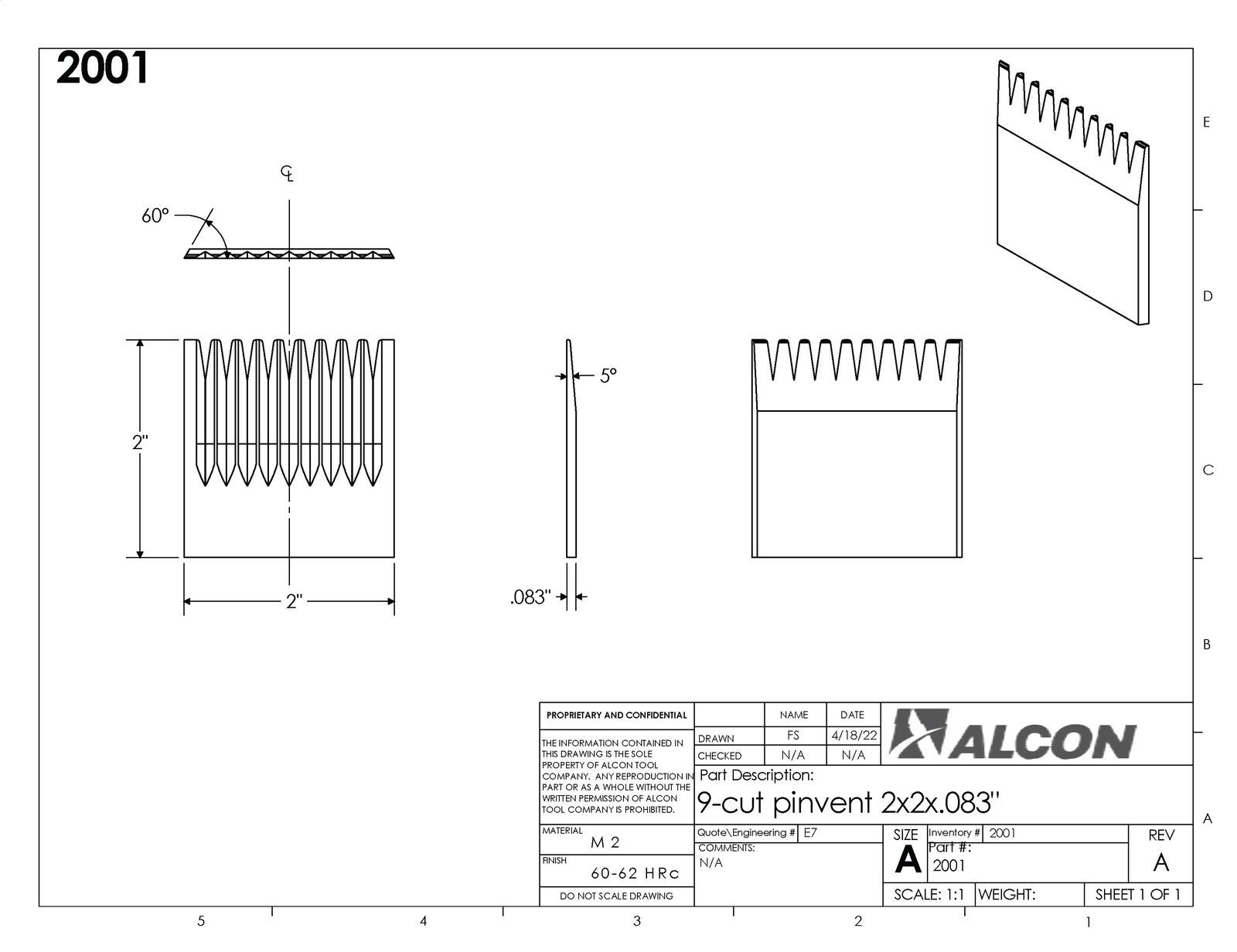Pinvent Trimmer 2001 9-cut pinvent 2x2x.083″