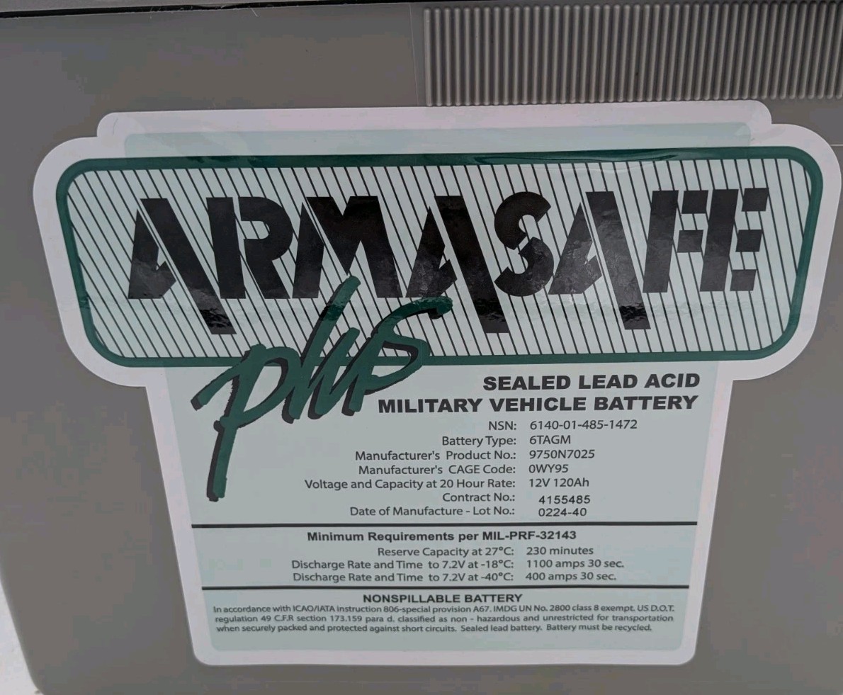 Hawker ARMASAFE PLUS HASP-FT 6TAGM Battery 12V 9750N7025 2/2024 Mfd Date