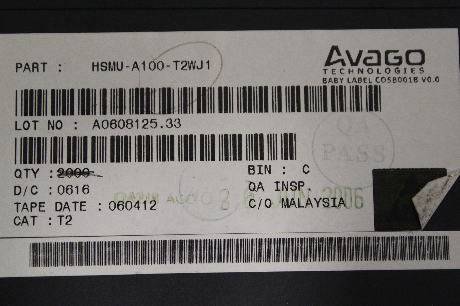 Lot of (500+) New AVAGO HSMU-A100-T2WJ1 Orange LED Light
