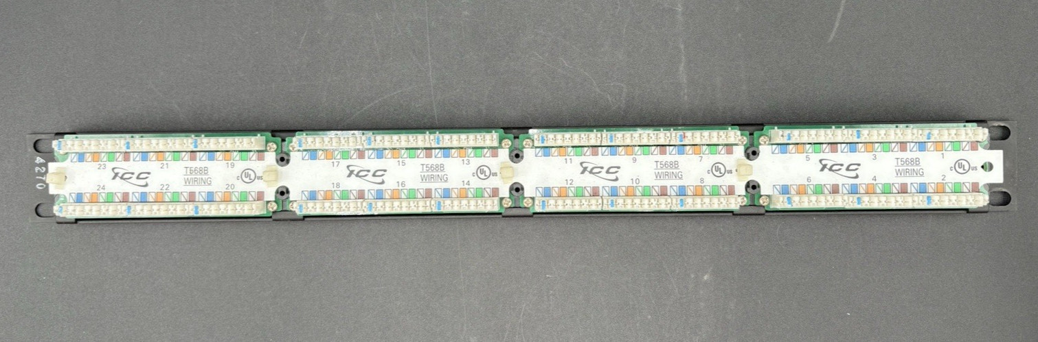 ICC CAT5e Enhanced 24-Port Patch Panel Black Panel Board T568B Wiring