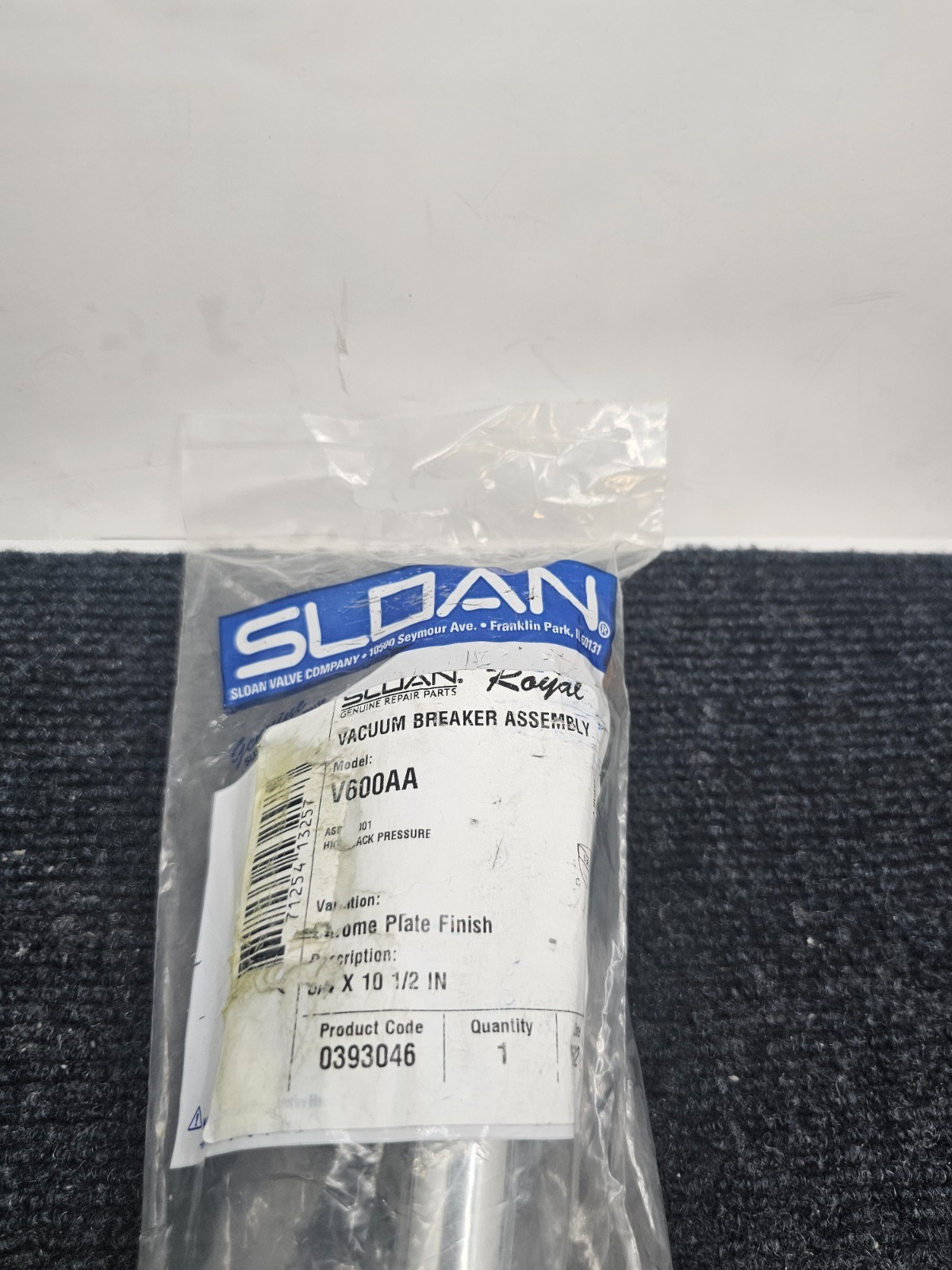 Sloan V600AA Vaccum Breaker Assembly 3/4 X 10-1/2″ Chrome Plate Finish