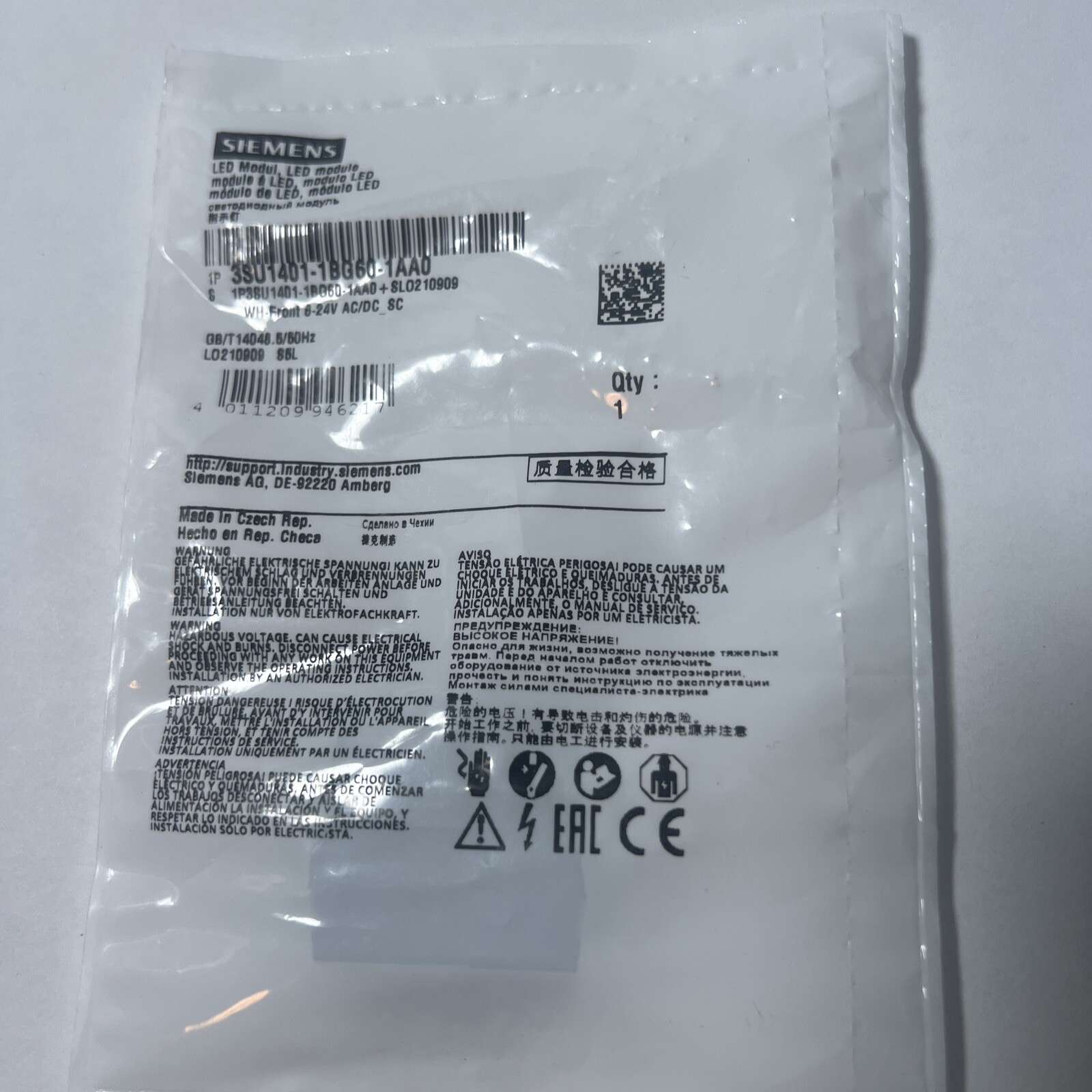 SIEMENS 3SU1401-1BG60-1AA0, SIRIUS ACT LED MODULE