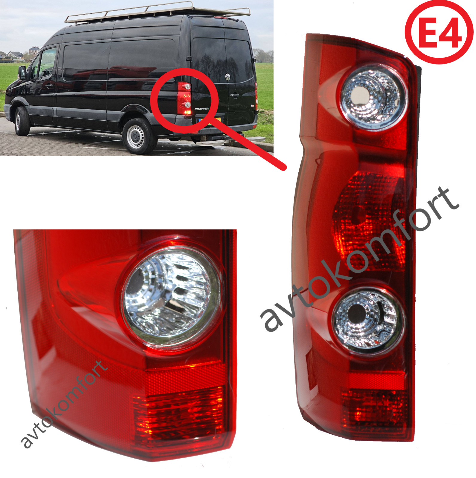 Left Rear Tail Light for VW Volkswagen Crafter 2E0945095 E4 Marked 2E0 945 095