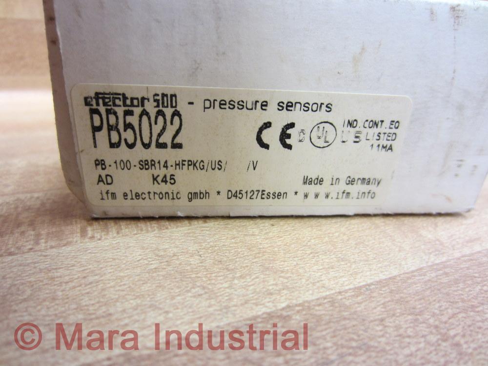 IFM Efector PB5022 Pressure Switch PB-100-SBR14-HFPKG/US/ /V