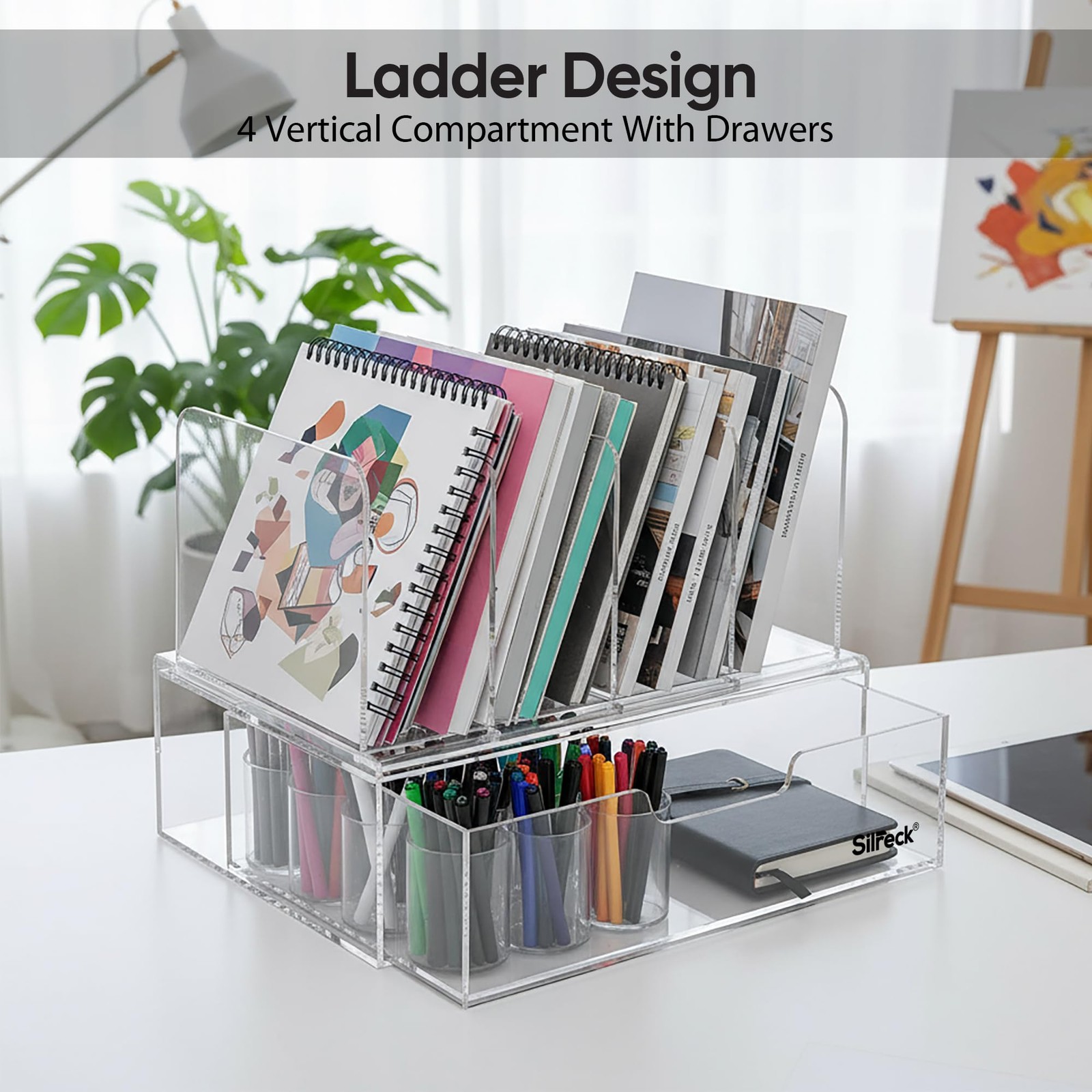 Acrylic Desktop Organizer Easy-Access Drawer I Clear Storage