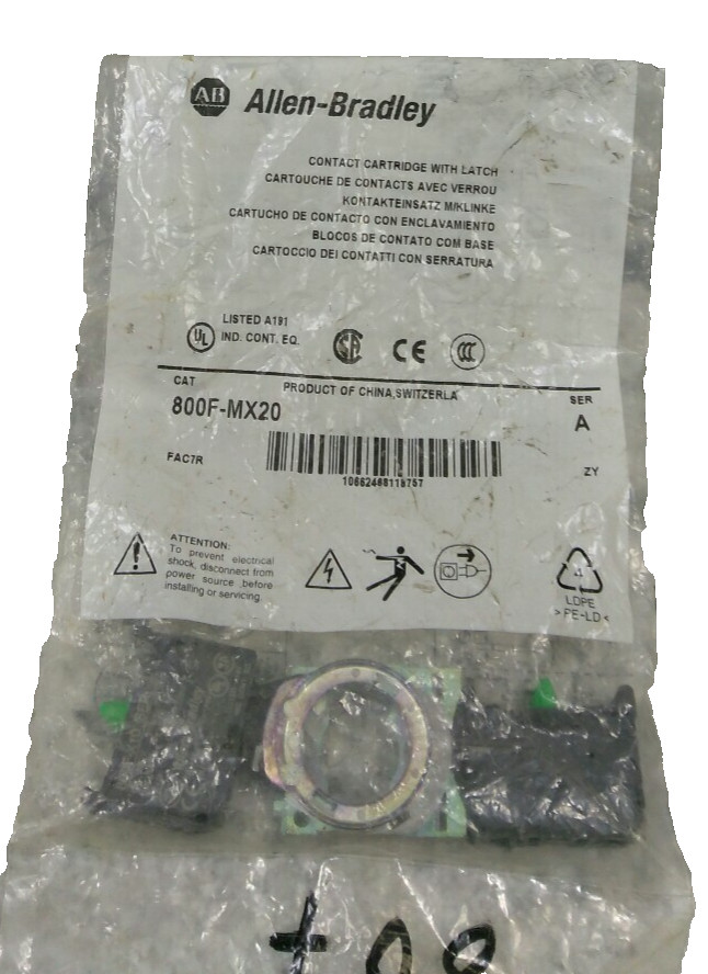 ALLEN-BRADLEY/ 800F-MX20/ CONTACT CARTRIDGE/ WITH LATCH/ SER A/NEW (B1E1UP