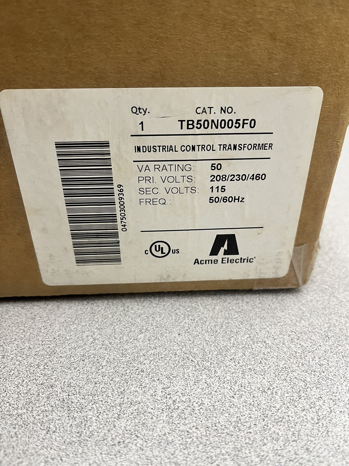 ACME ELECTRIC TB50N005F0 Control Transformer 50VA