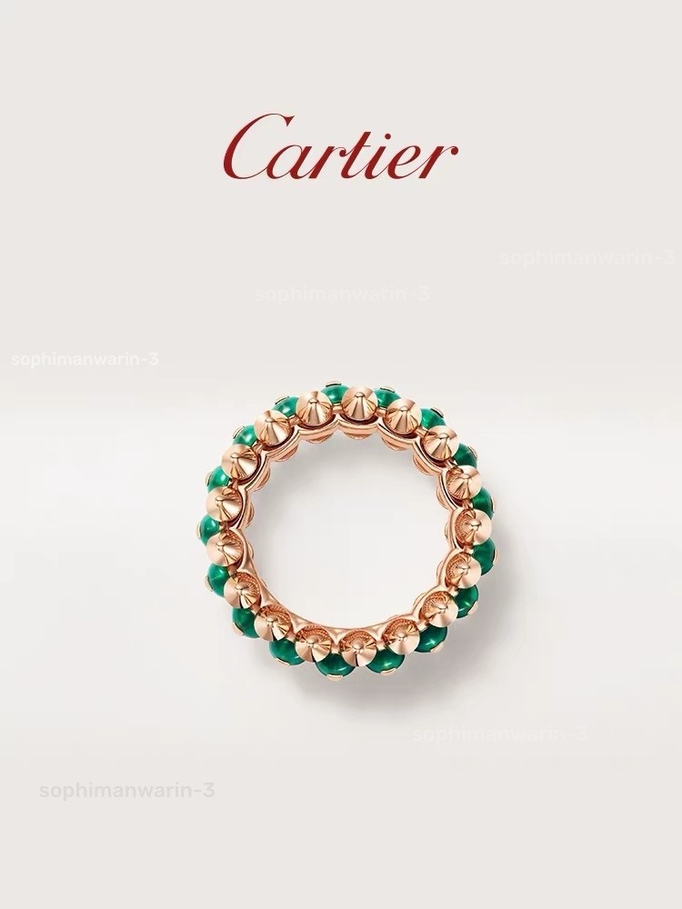 GIFT.Cartler.Rose Gold and Green Agate Clash de Ring size 8