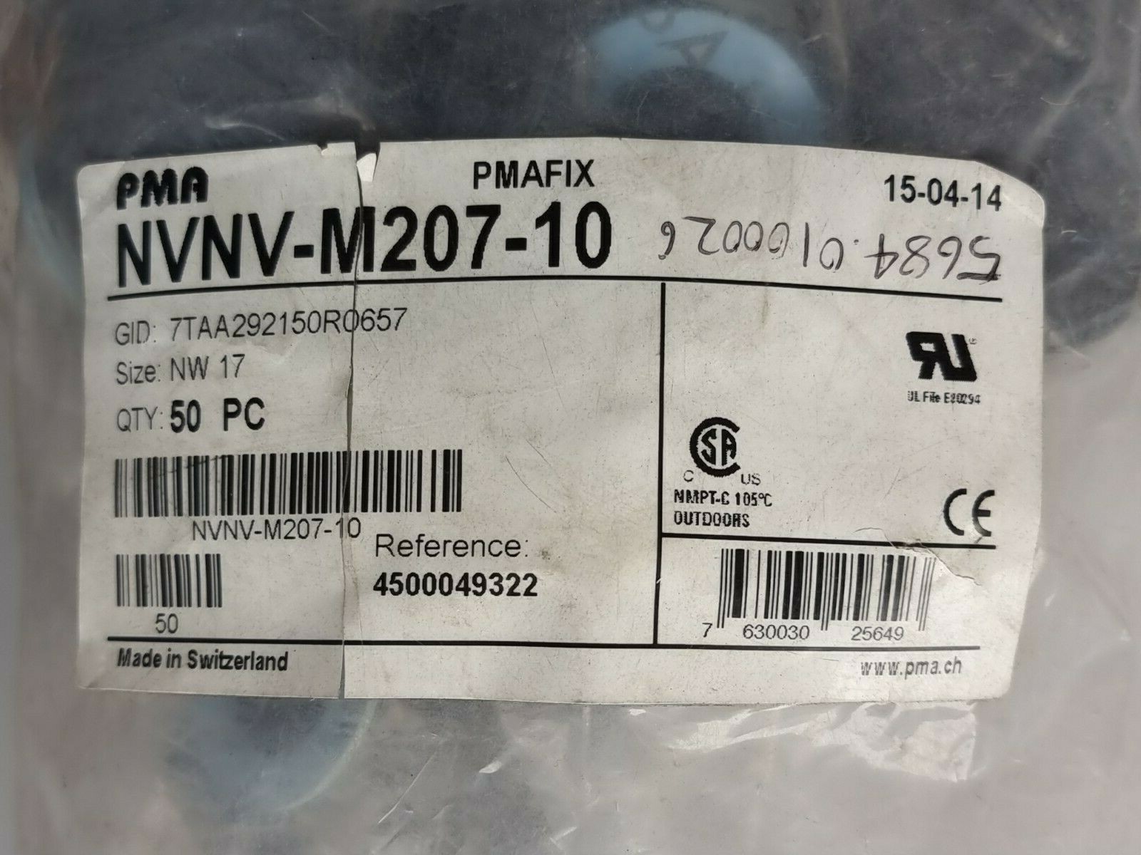 PMA NVNV-M207-10 PMAFIX Straight Connector M20x1.5 NW17 Pack of 2