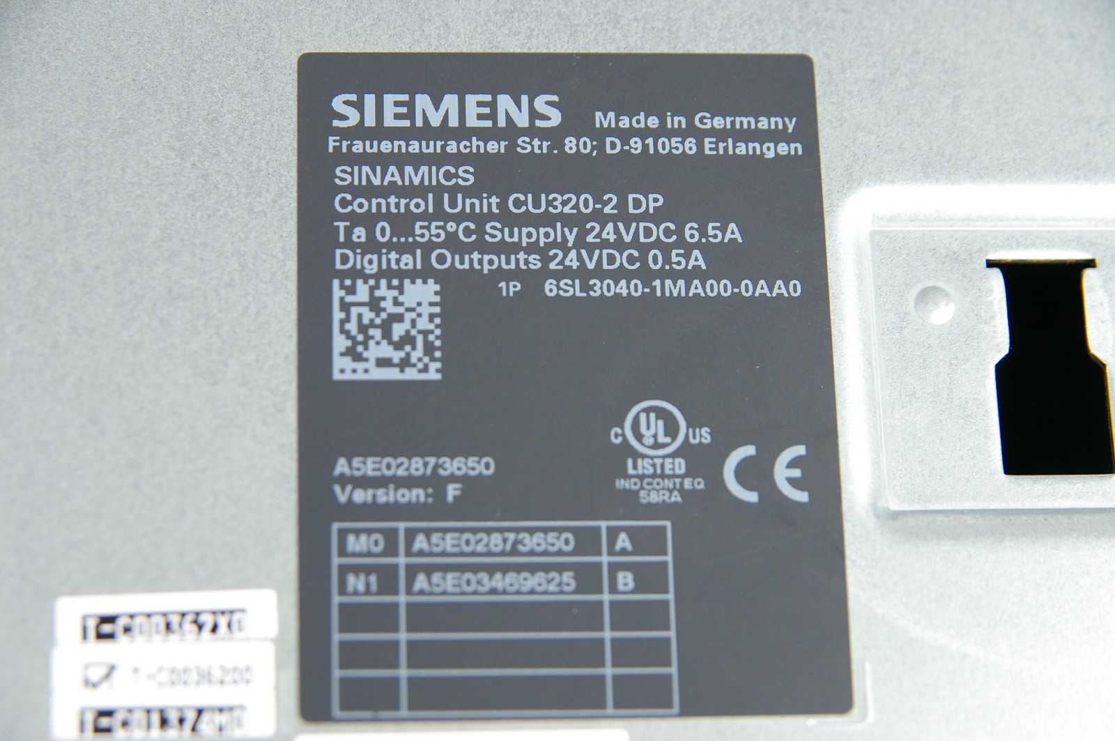 Siemens 6SL3040-1MA00-0AA0 VERSION:F SINAMICS Control Unit