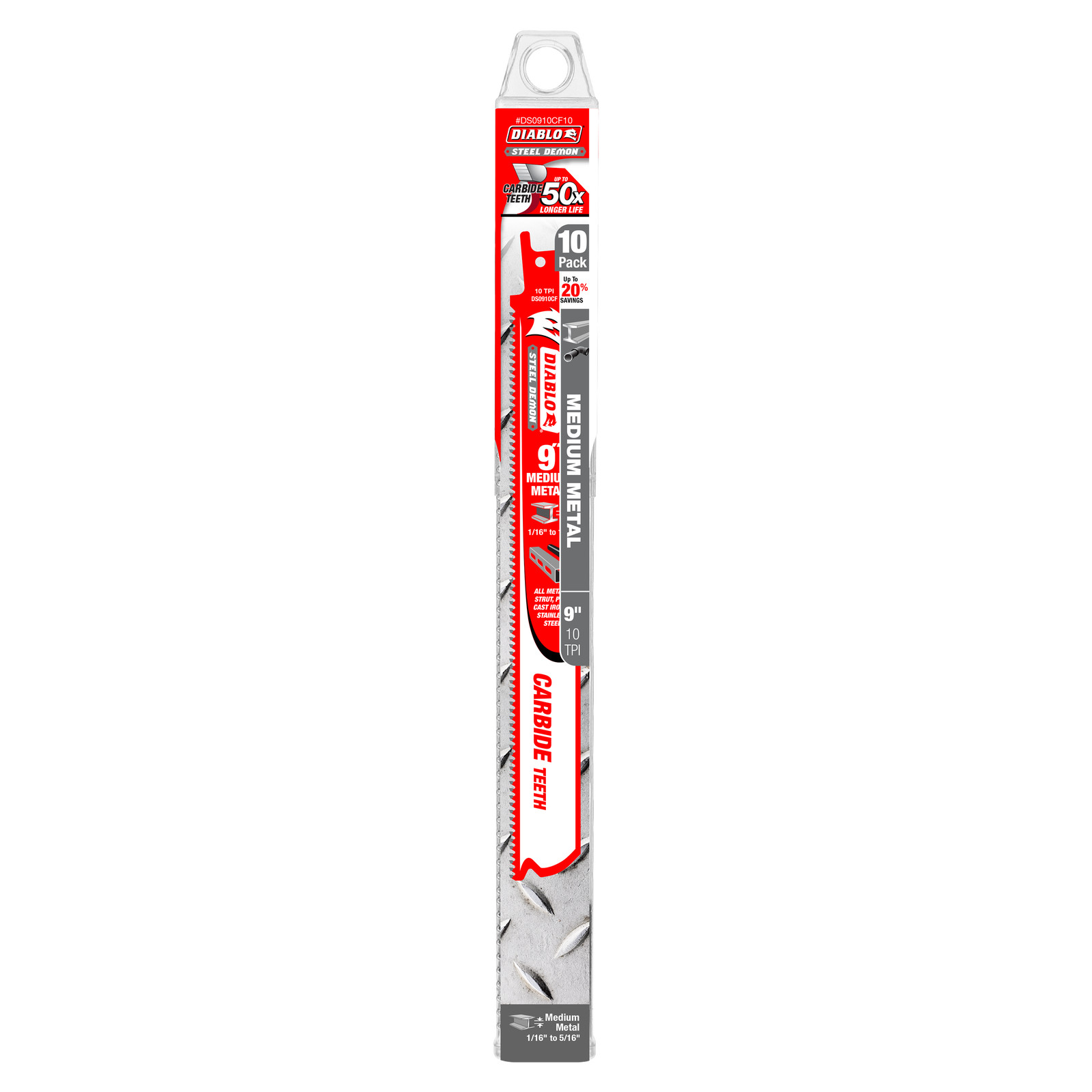 Diablo DS0910CF10 9 Inch Carbide Medium Metal Cutting Reciprocating Blade 10PK