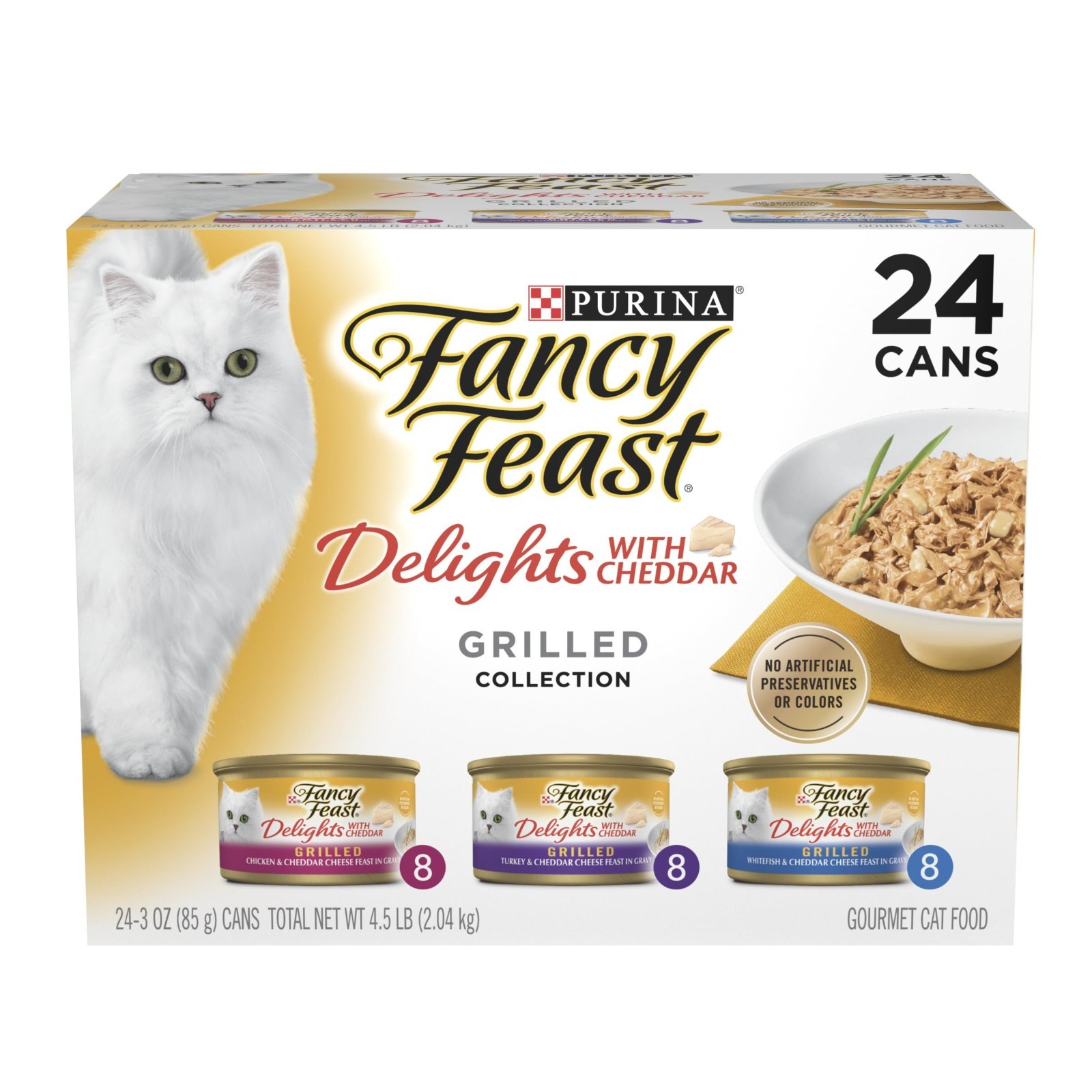 Fancy Feast Delights with Cheddar Cat Wet Food – Variety Pack,72 CT x 3 oz. Cans