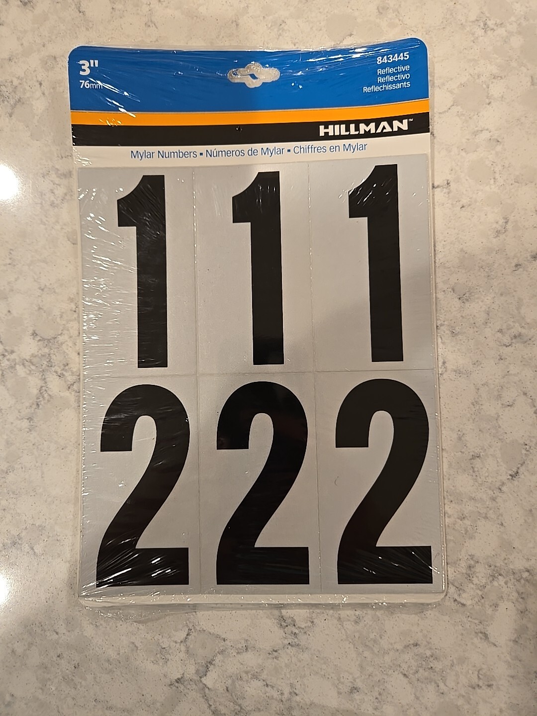 Hillman 843445 Black Mylar Self-Adhesive 0 to 9 Number Set (3 of Each) – NEW