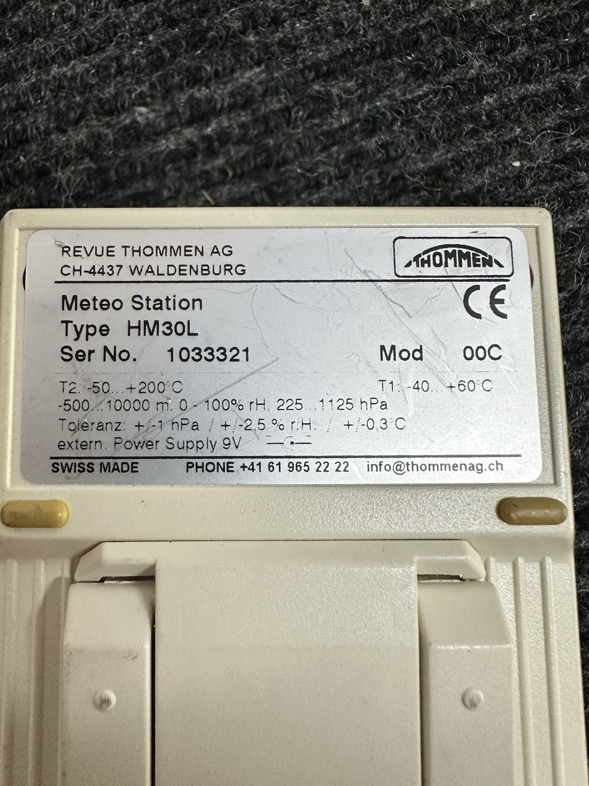 Thommen Meteo Station HM30 Measures Pressure Humidity Temp