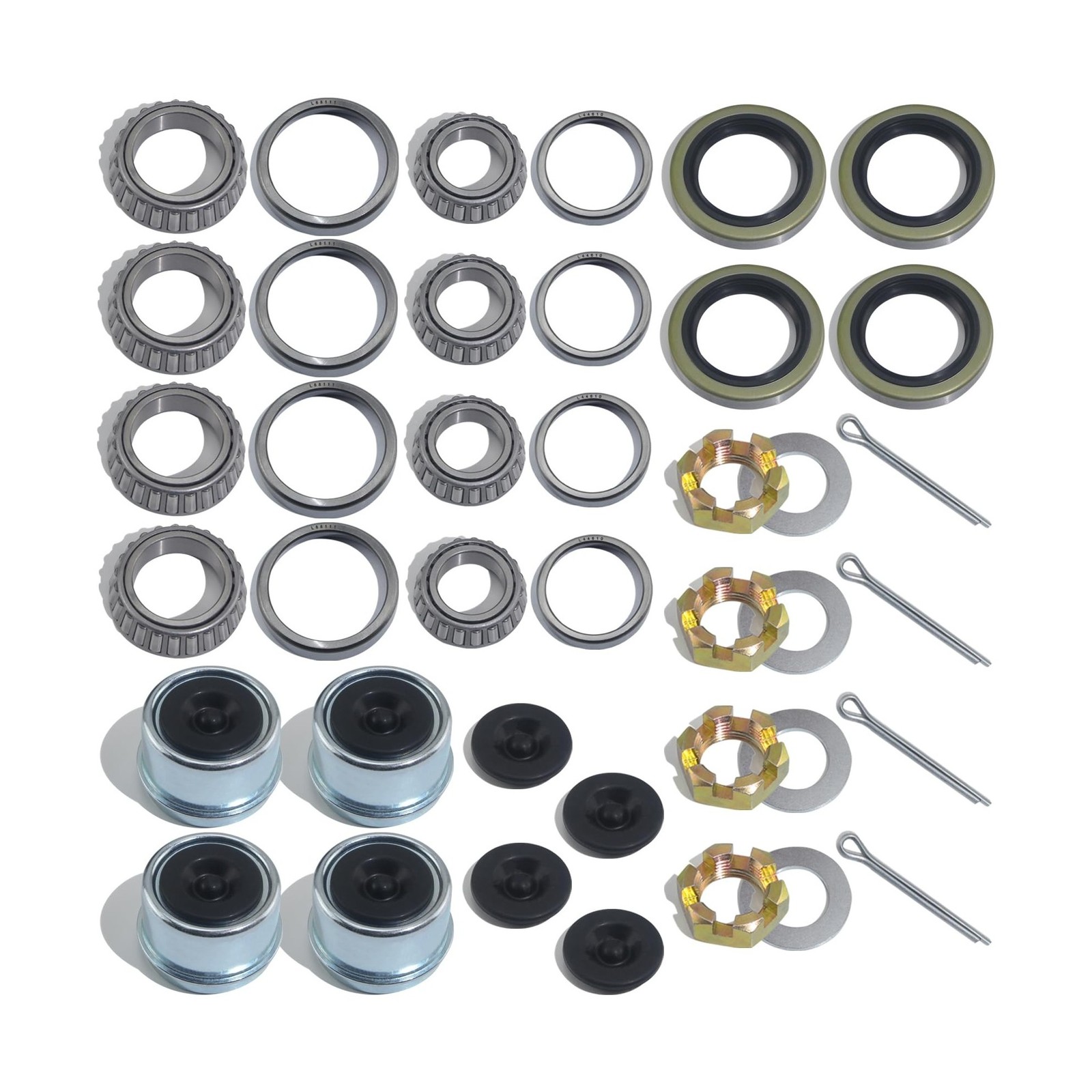 4Sets L68149 L44649 Trailer Hub Bearings Kit for 1-3/8” to 1-1/16” Tapered …