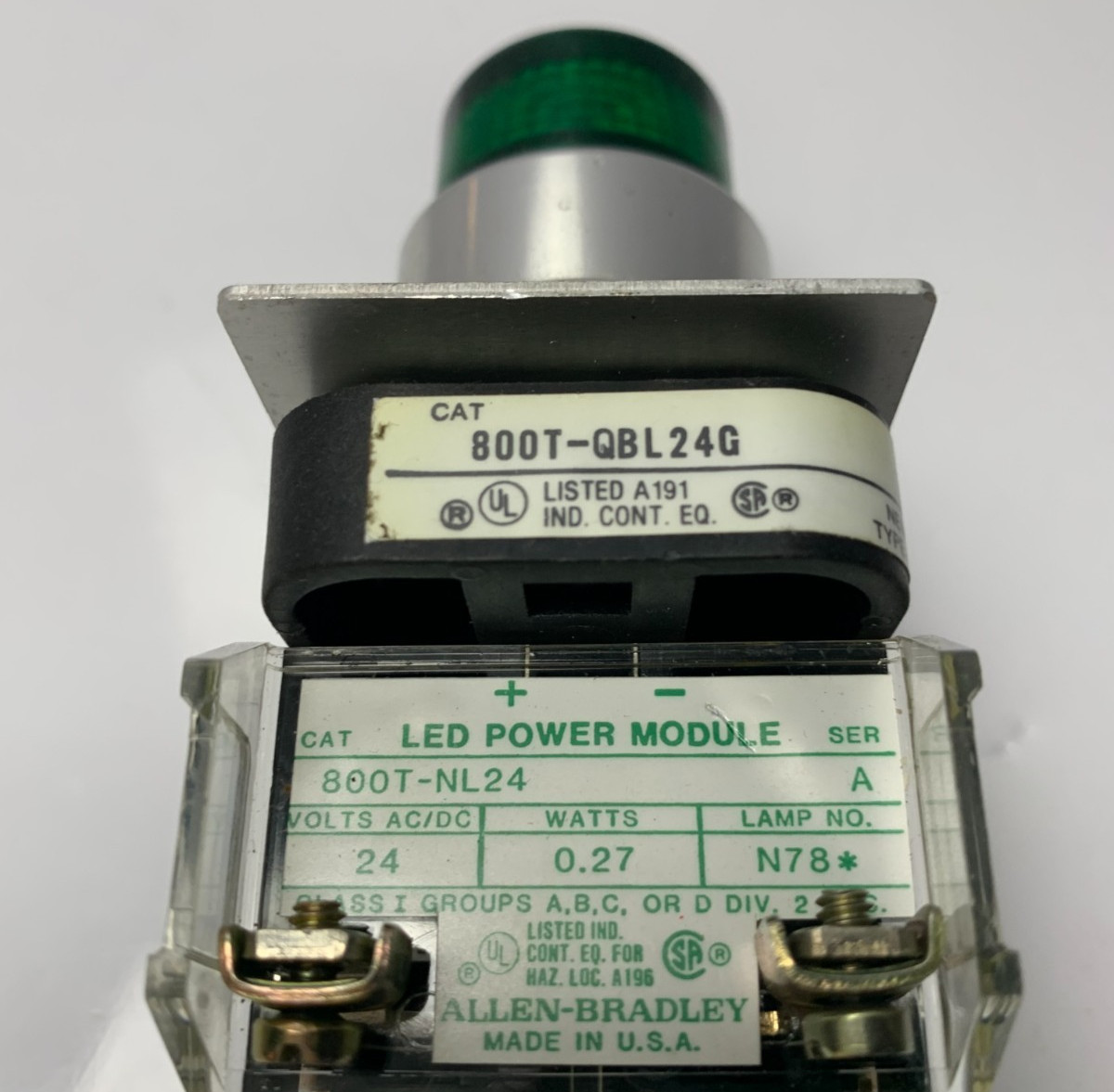 Allen Bradley 800T-QBL24G Pushbutton 800TQBL24G Ser T 24V
