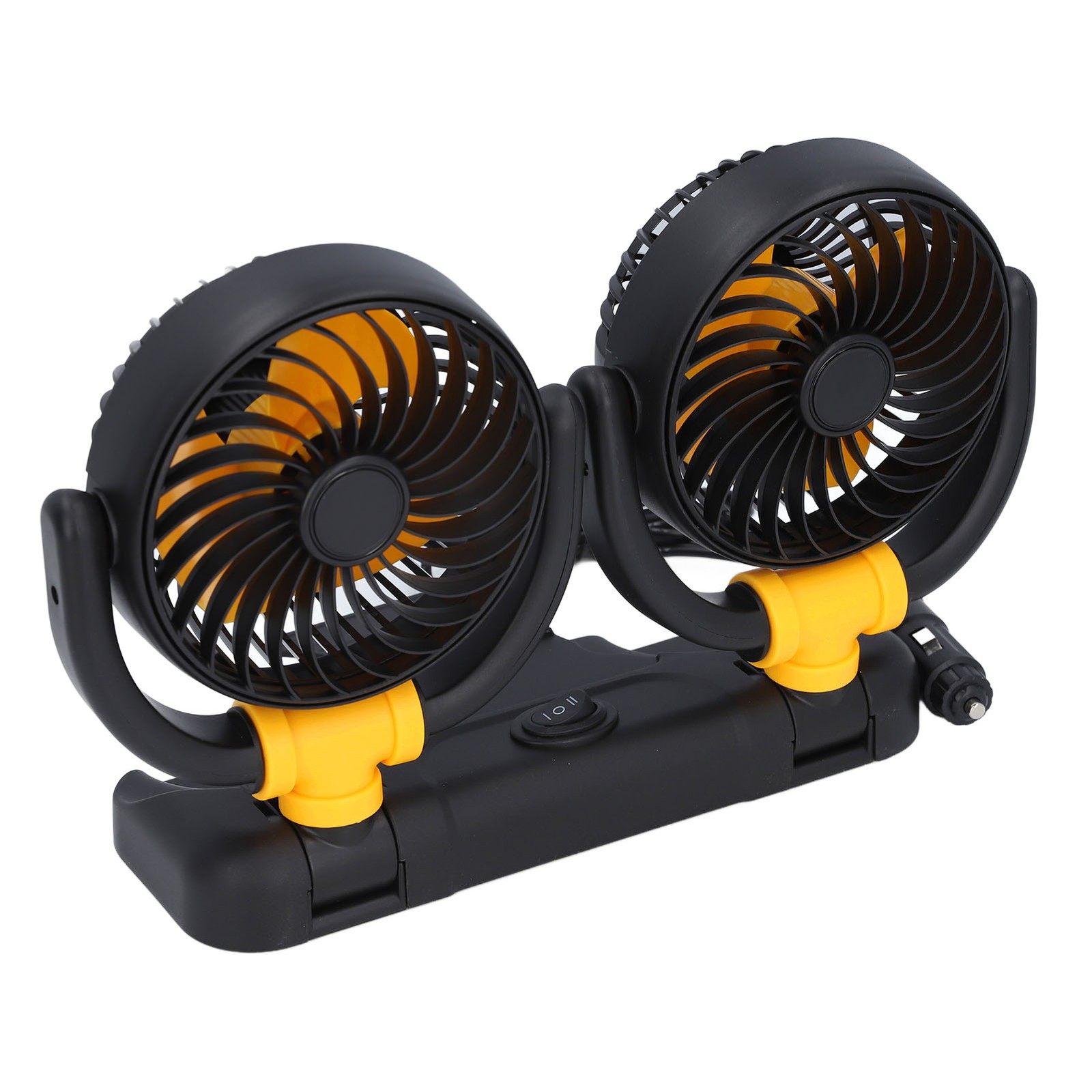 DC12V Dual Head Car Fan Adjustable 2 Speed 360° Rotation Dashboard Mount f3w2