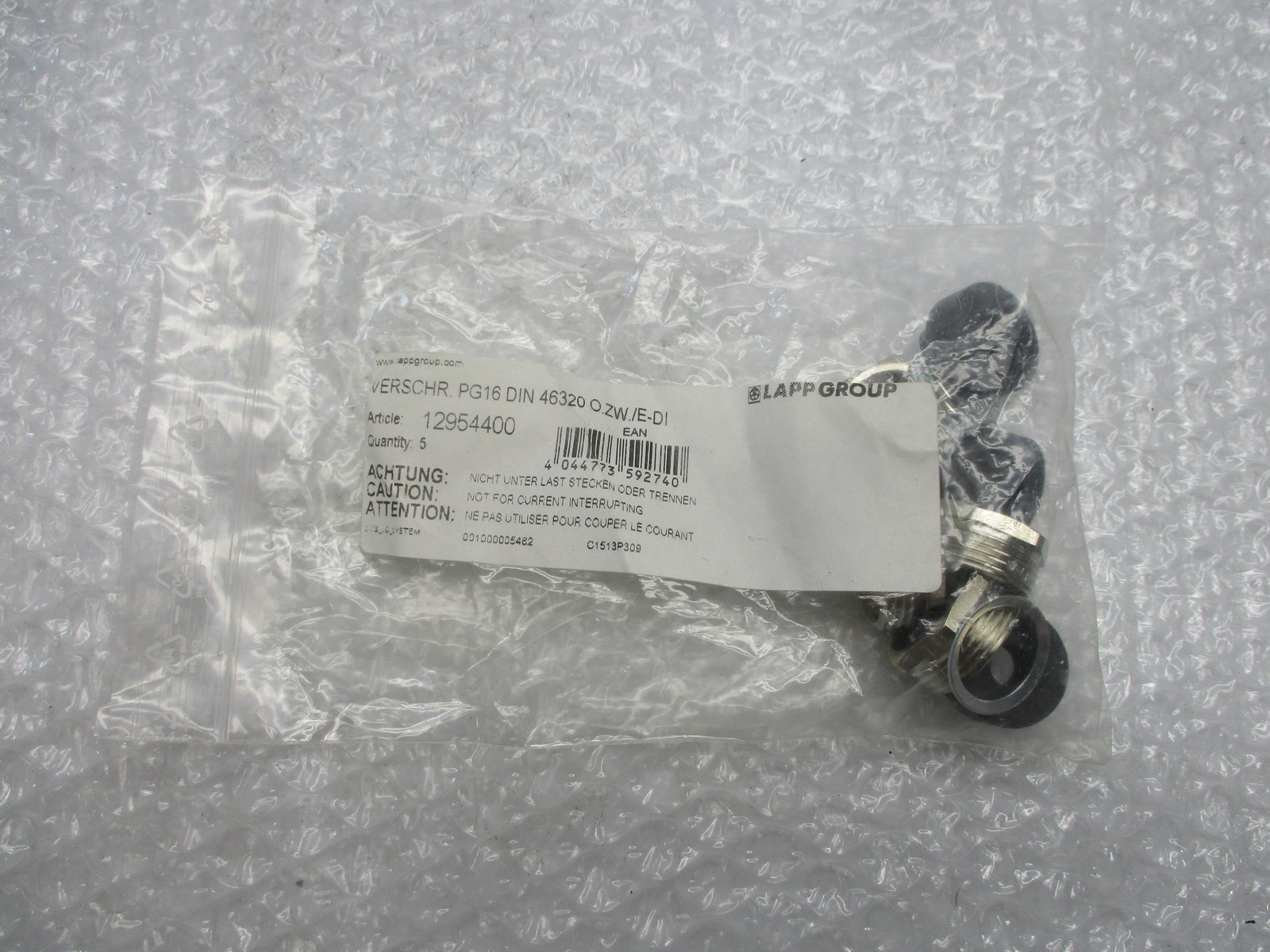 LAPP GROUP 12954400 CABLE GLAND PKG OF 5 NSMP