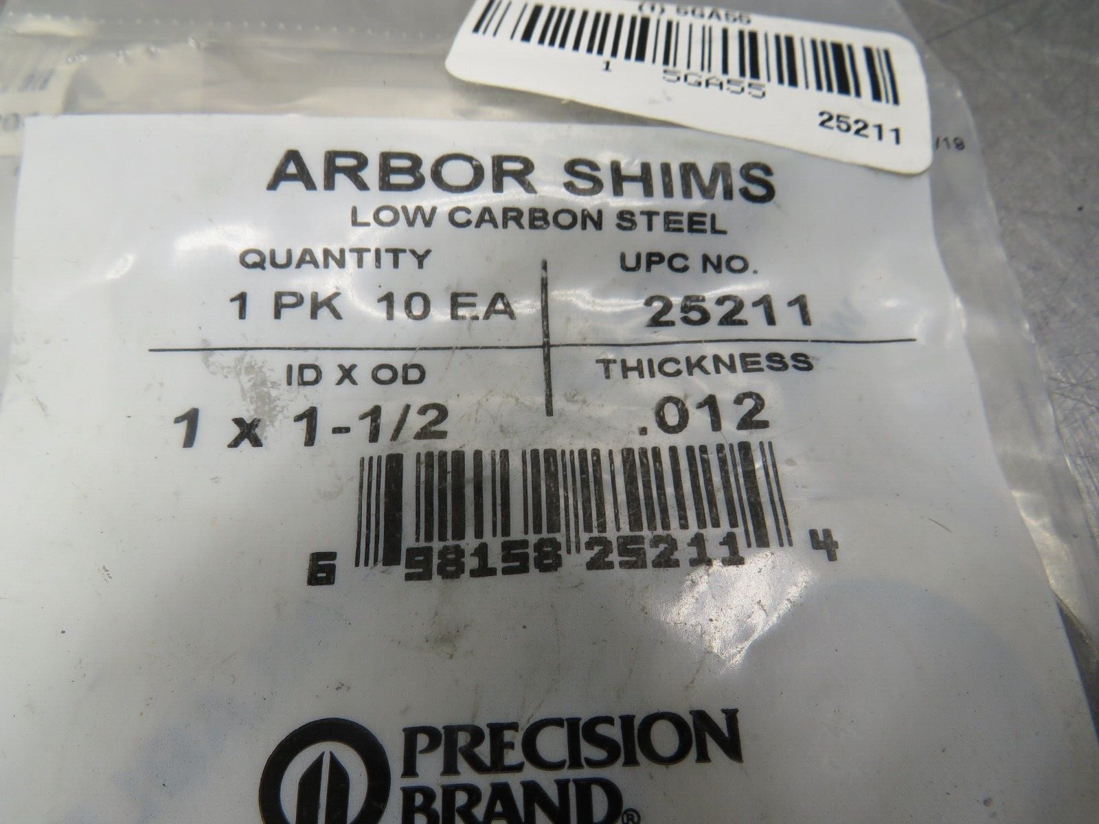 Precision Brand Shims Lot 25201, 25203, 25204, 25211 Lot of 10 Each