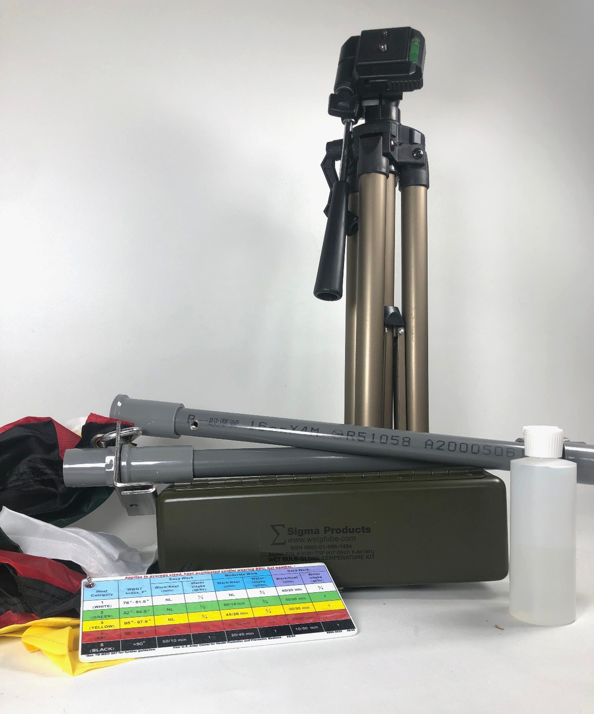 NOS Sigma Products WBGT Wet Bulb Globe Kit with Carrying Case, Tripod & Flags