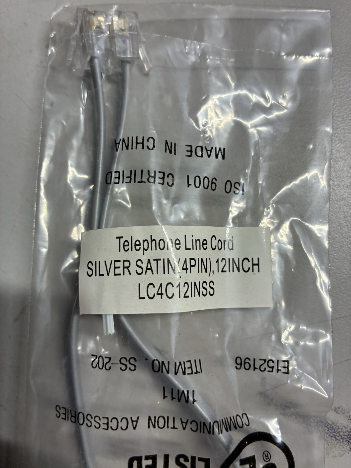 Telephone Line Cord 12” CC4C121NSS