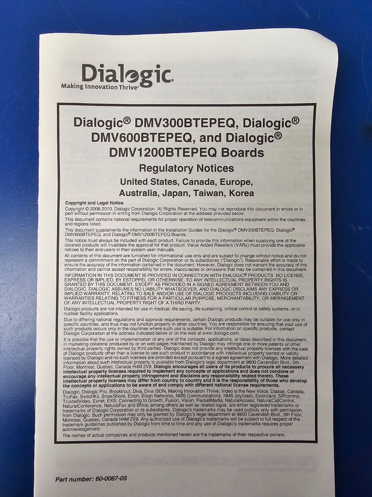 DIALOGIC DMV1200BTEPEQ PCIe 4-Port T1/E1 Media Voice Board (Factory Sealed)