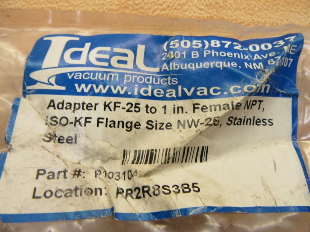 Ideal Vacuum P103104 Adapter KF-25 To 1 In. Female NPT
