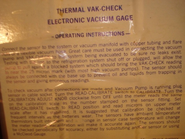 NO.4501 THERMAL VAC CHECK GAUGE TESTER ANALYZER