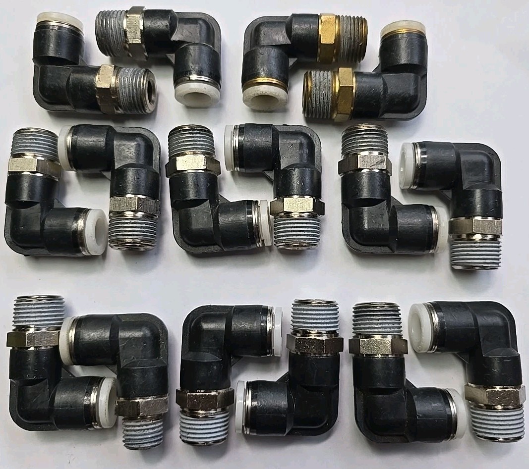 (22) Pisco 3/8″ Push to Connect Fittings 90° Elbows Various Thread Sizes