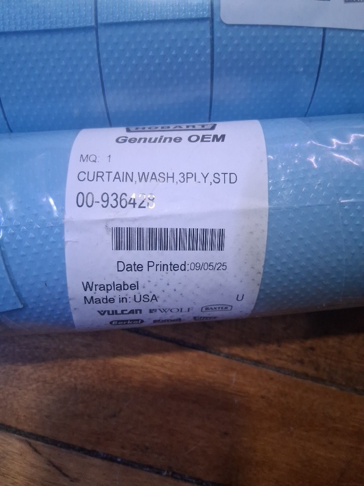 Hobart Genuine OEM Dishwasher Wash Curtain 3-Ply Standard 00-936428 Made USA