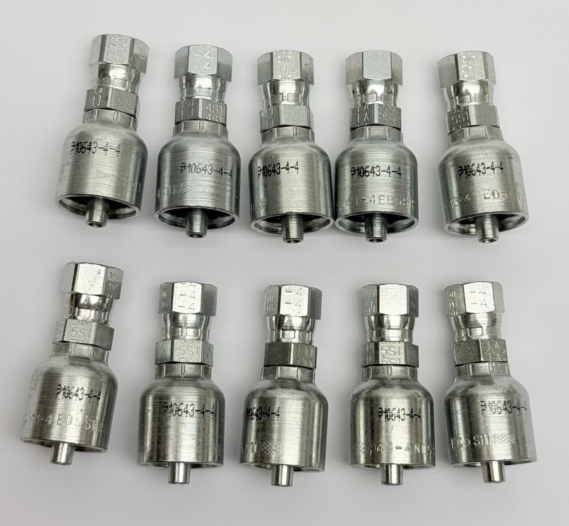 Lot Of 10, Parker 10643-4-4 Crimp Style Hose Fitting, 43 Series