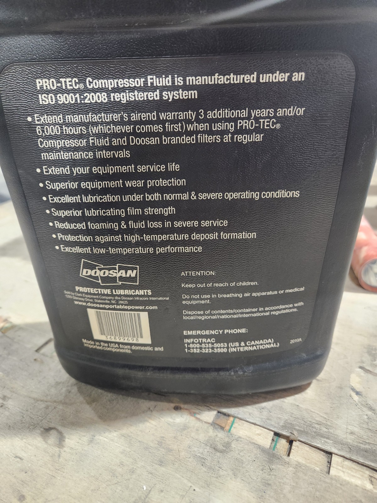 Doosan 36899698 Pro-Tec Compressor Lubricant, 1 Gallon