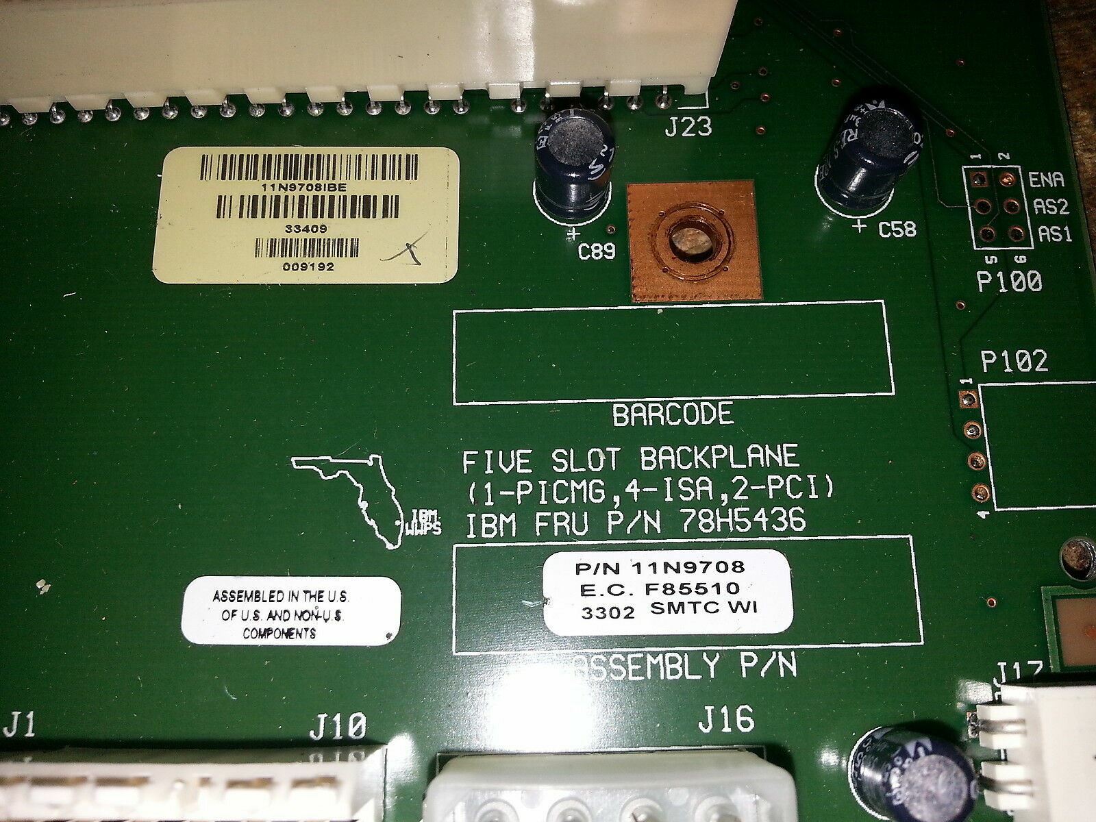 IBM 78H5436 10L6314 7 Slot Backplane PCB Industrial Server RS/6000 Component OEM