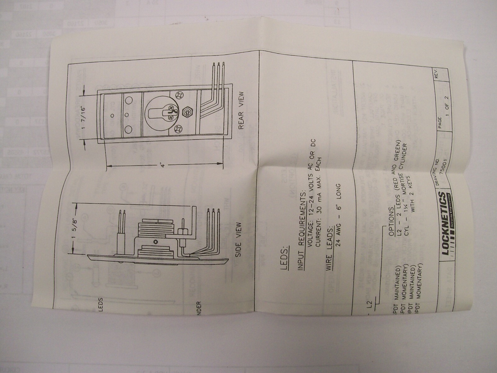 Locknetics #753-05 Key Switch SPDT Momentary Contact 12/24V Add Your Cylinder Lk